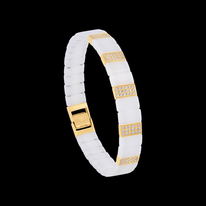 14K Yellow Gold w/White Ceramic &amp; .47ct Diamond