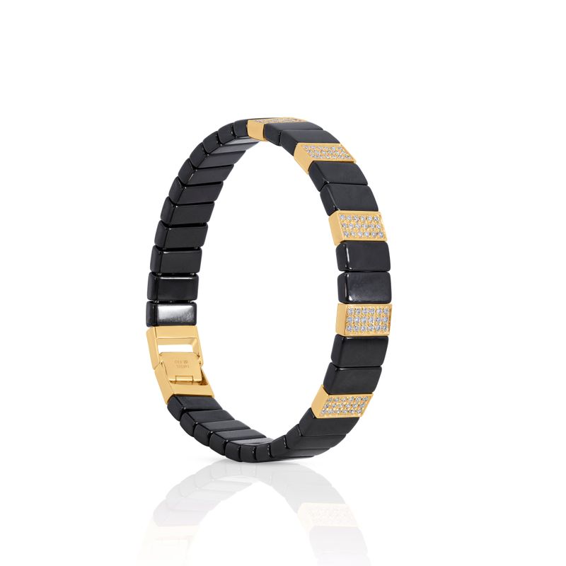 14K Yellow Gold w/Black Ceramic &amp; .48ct Diamond