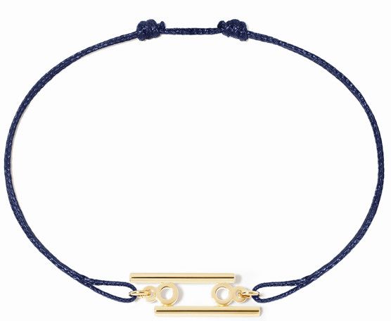 18K Yellow Cancer Symbol on Cord Bracelet