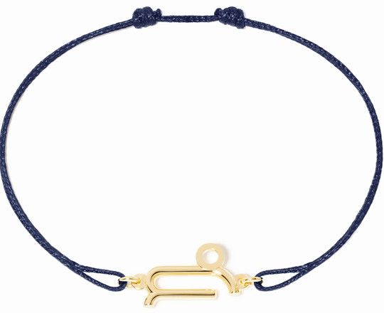 18K Yellow Gold Capricorn Symbol on Cord Bracelet