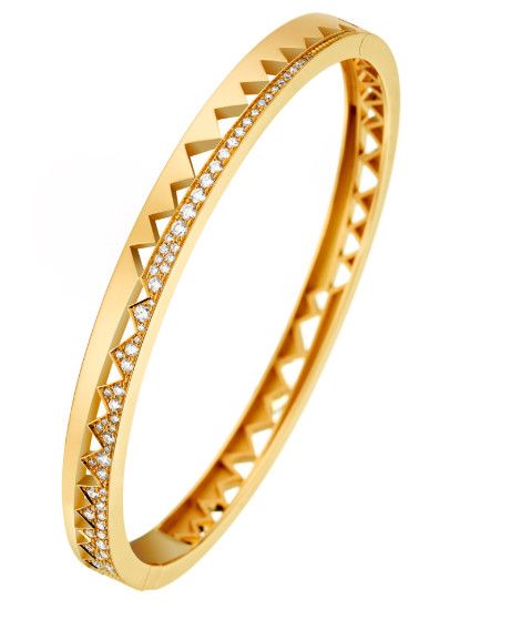 Capture Bangle Bracelet Yellow Gold Half-Set with diamonds