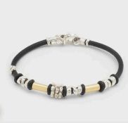 3mm Leather Bracelet with Handmade Gold and Silver Elements
