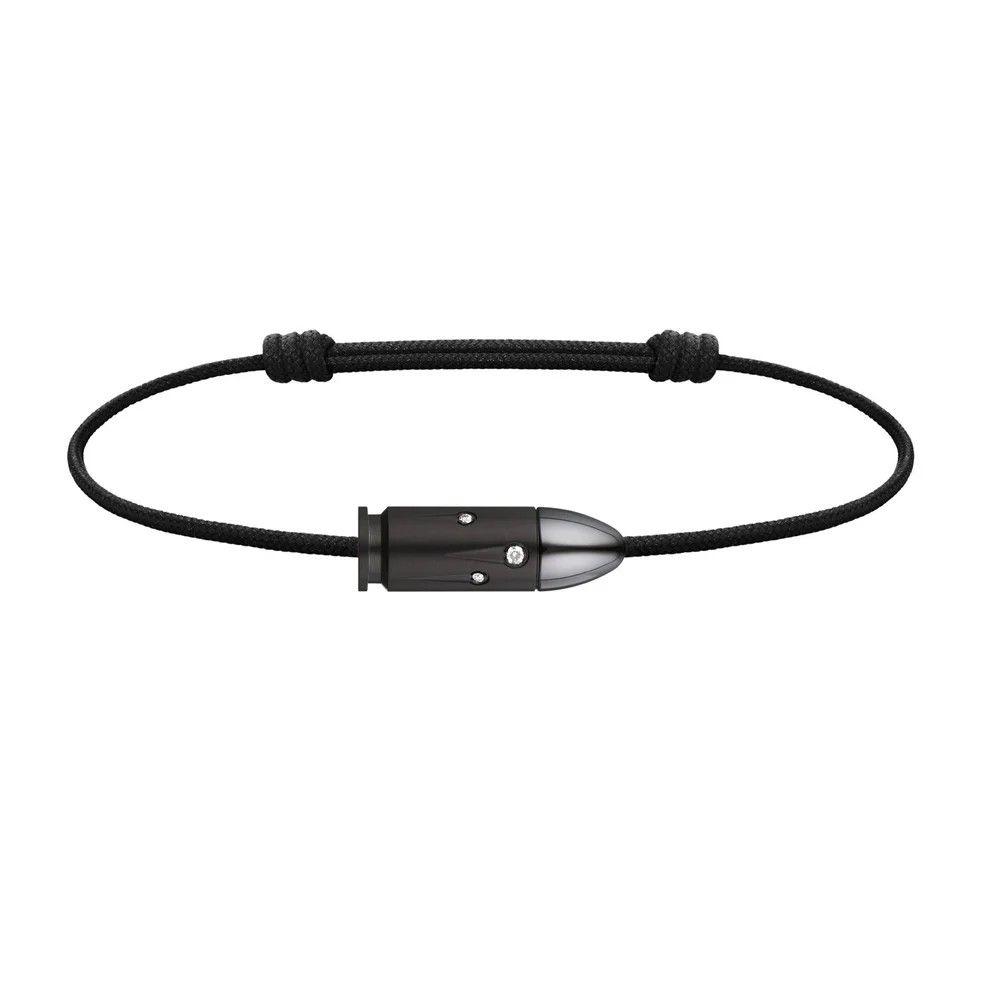 Bang Bang Black Cord Bracelet w/ Black DLC Titanium &amp; 3 Diamonds