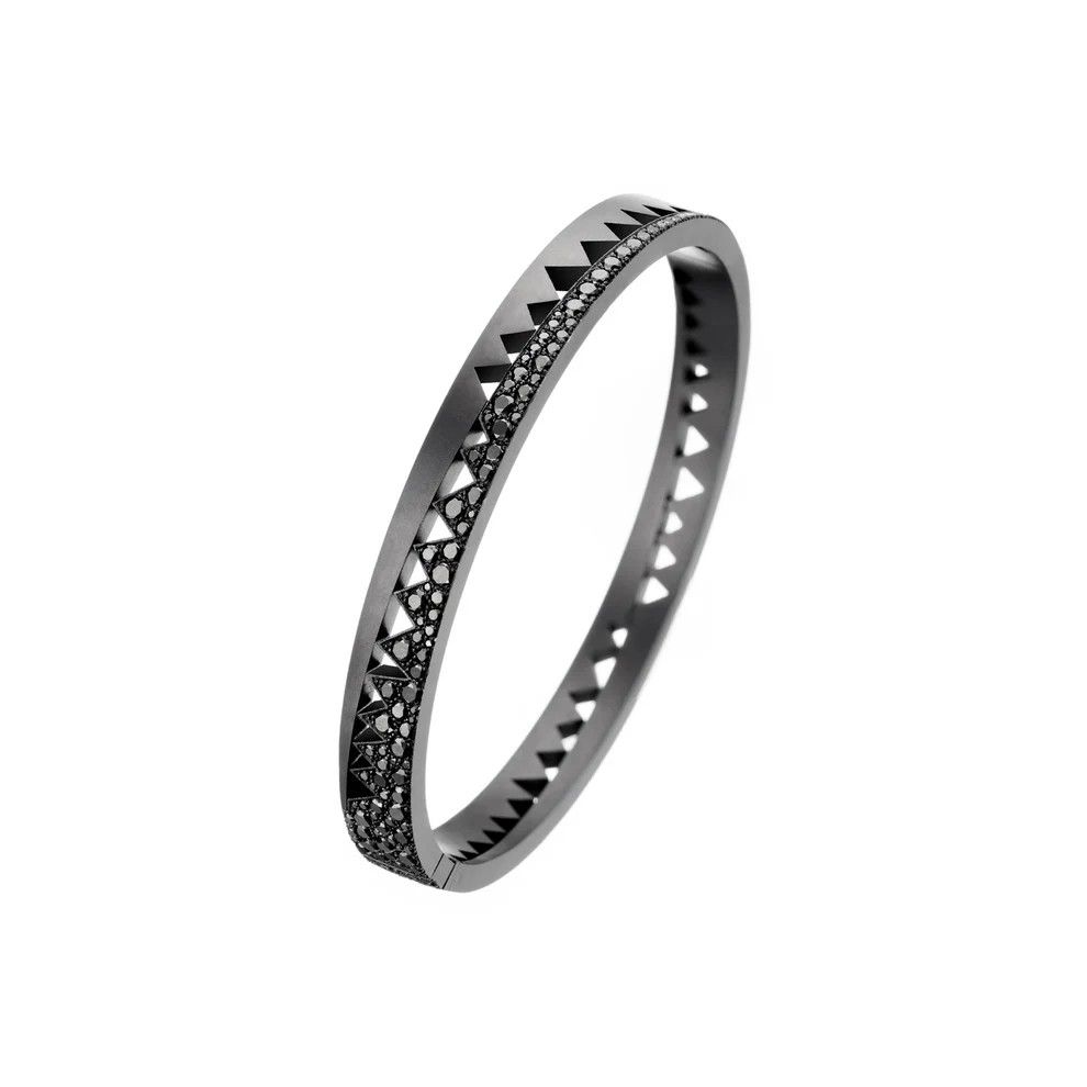 Capture Bangle Bracelet Black DLC Titanium Half-Set w/Diamonds