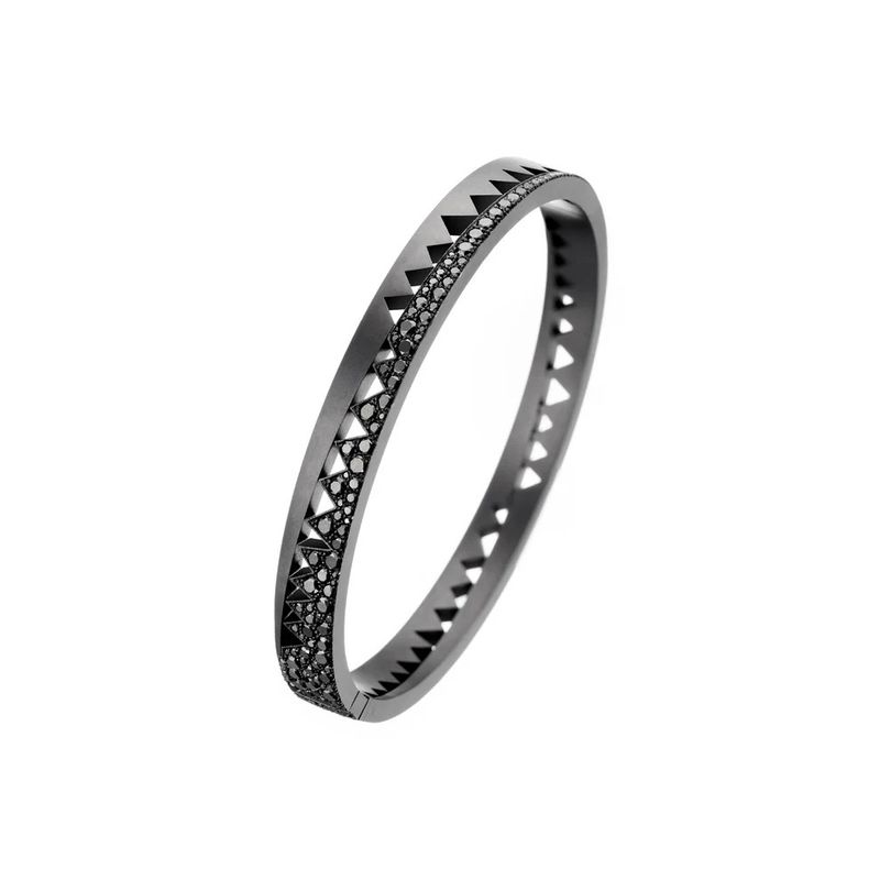 Capture Bangle Bracelet Black DLC Titanium Half-Set w/Diamonds