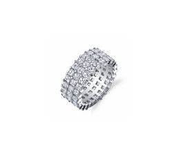 Platinum Triple Row Asscher Diamond Eternity Band