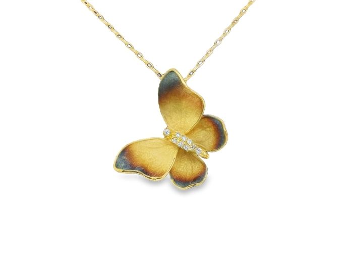 18K Yellow Gold Butterfly Pendant