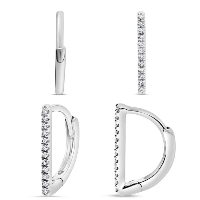 14KW 0.05 CTW DIAMOND BAR HUGGIE DISC EARRINGS