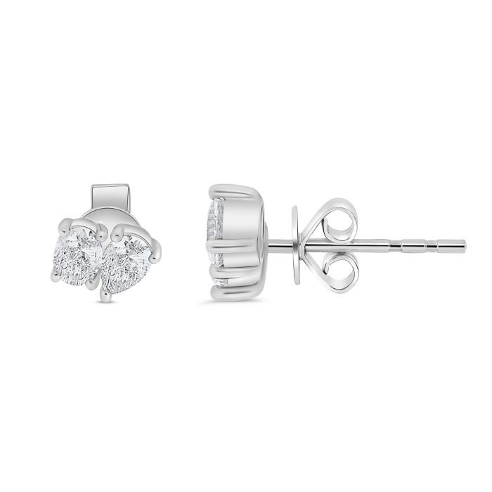 14KW DIAMOND 0.37 OVAL 0.38 PS CLUSTER STUD EARRING