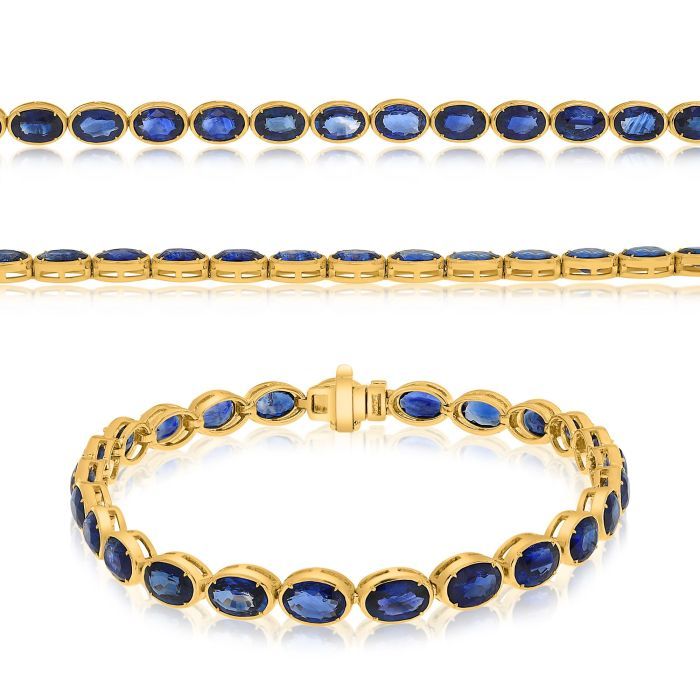 14KY 13.00 CTW OVAL SAPPHIRE TENNIS BRACELET