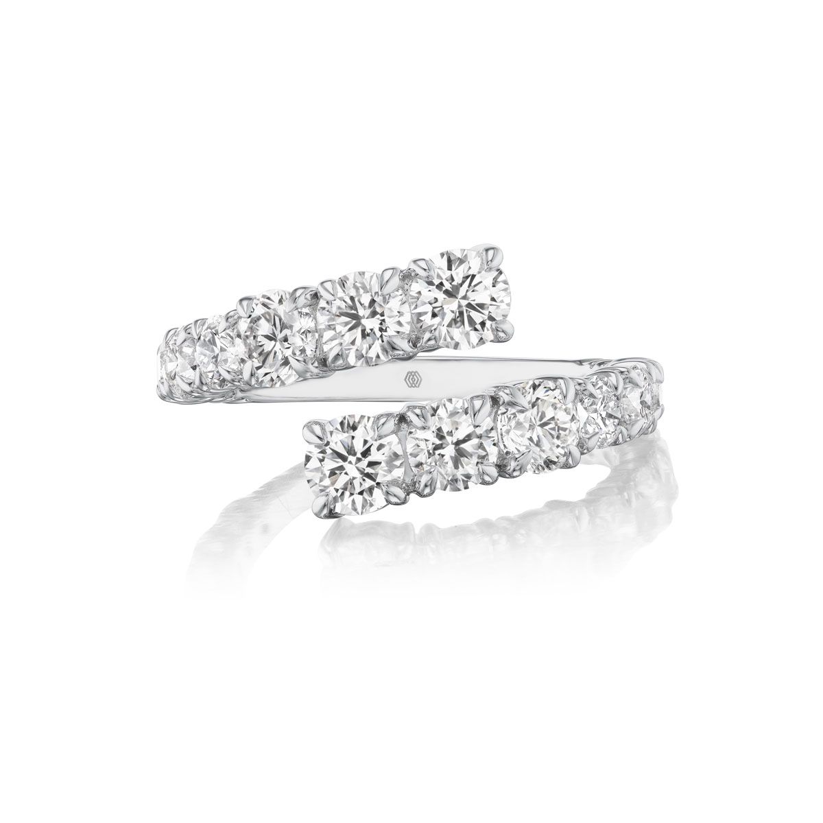 18K White Gold 2.24 Ctw Round Diamond Bypass Ring