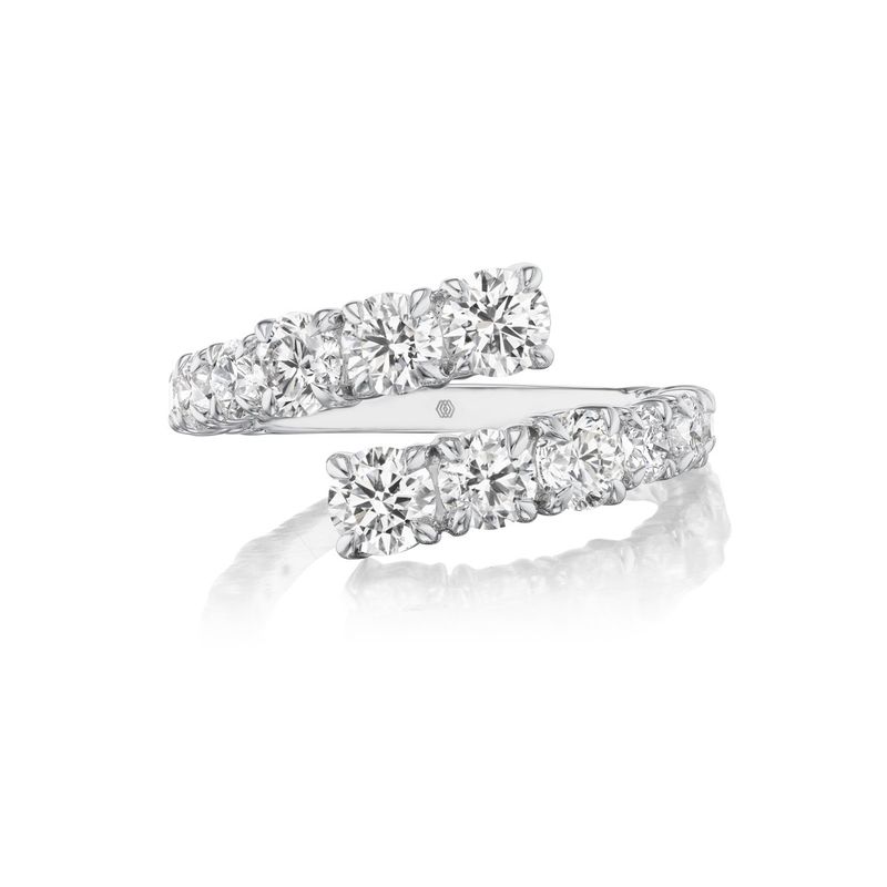 18K White Gold 2.24 Ctw Round Diamond Bypass Ring