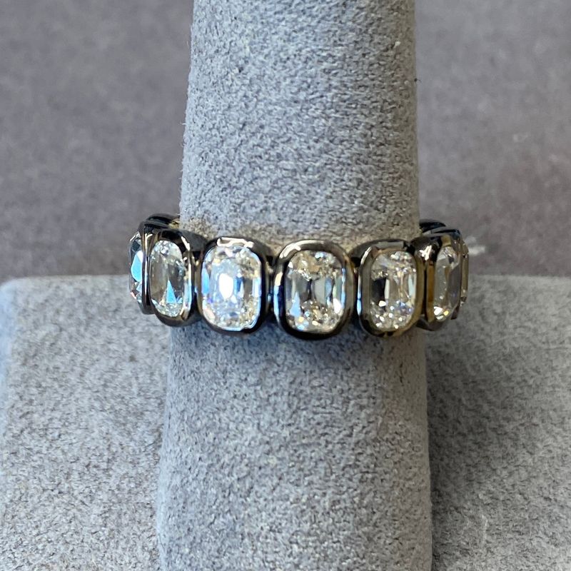 18K Yellow Gold 2.79 Ctw Old Miner Round D/F Vs 5 Stone Diamond Ring