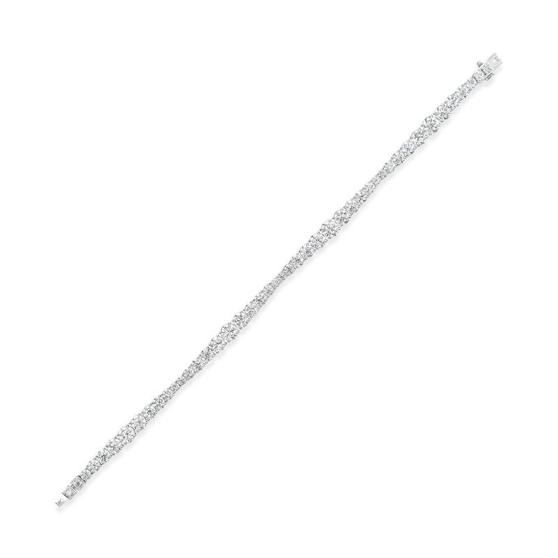 18K White Gold 5.63 Ctw Round Diamond Mixed Sizes Tennis Bracelet