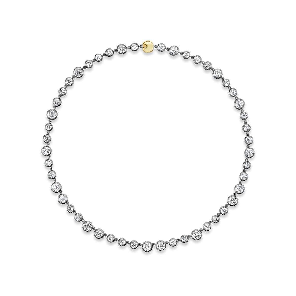 18K Yellow Gold 17.42 Ctw Alternating Sizes Round Diamond Link Necklace