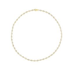 18K Yellow Gold Marquise Bezel Set Diamond Link Necklace