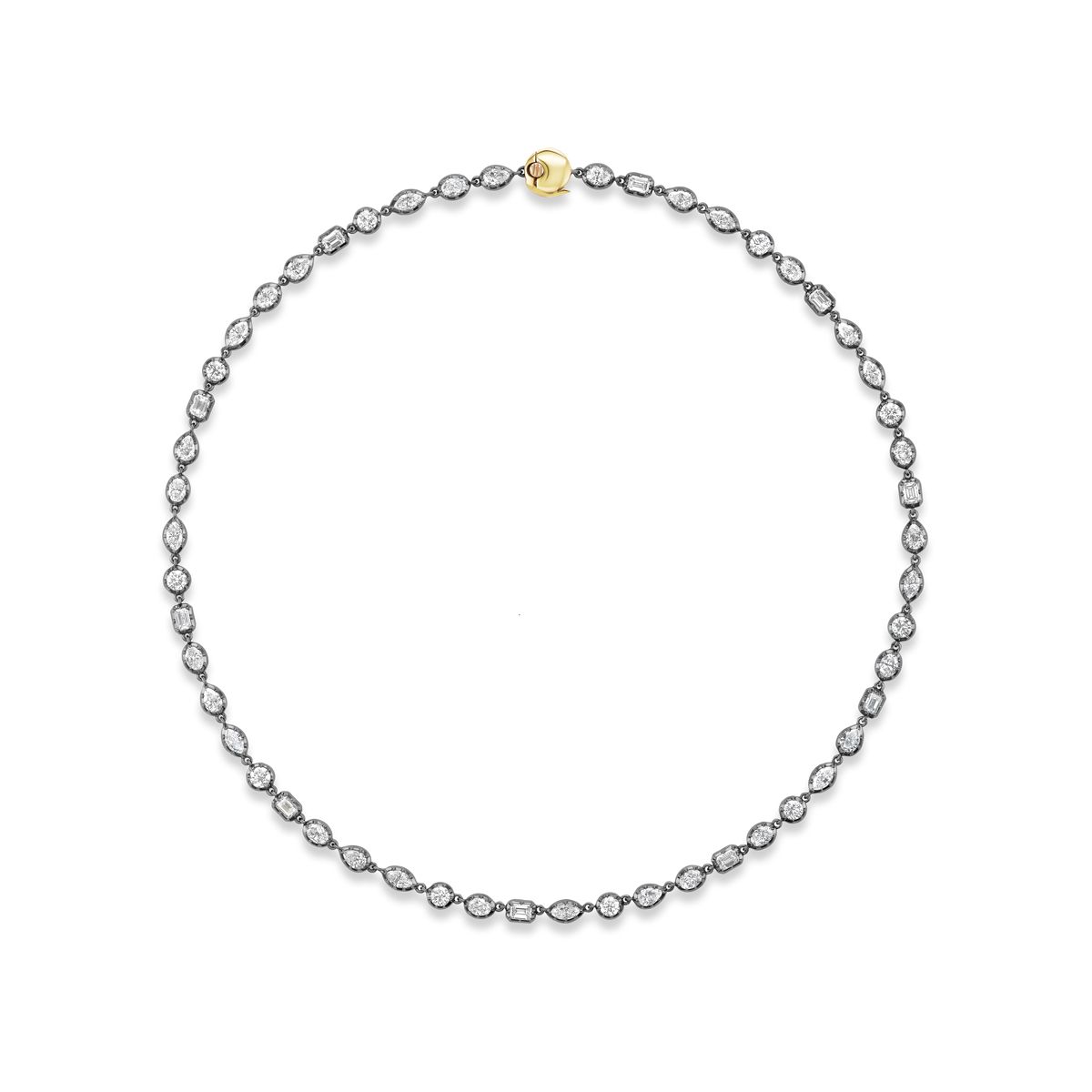 18K Yellow Gold 10.03 Ctw Mixed Shapes Diamond Link Necklace