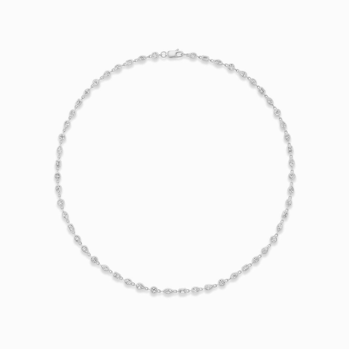 18K White Gold 5.55 Ctw Mixed Shapes Diamond Link Necklace