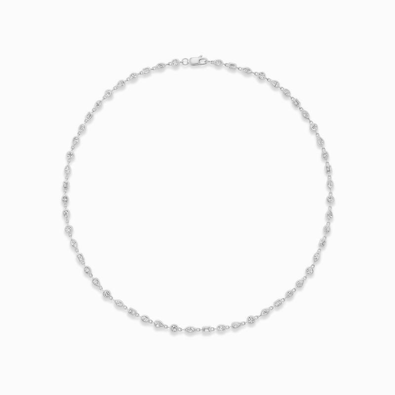 18K White Gold 5.55 Ctw Mixed Shapes Diamond Link Necklace