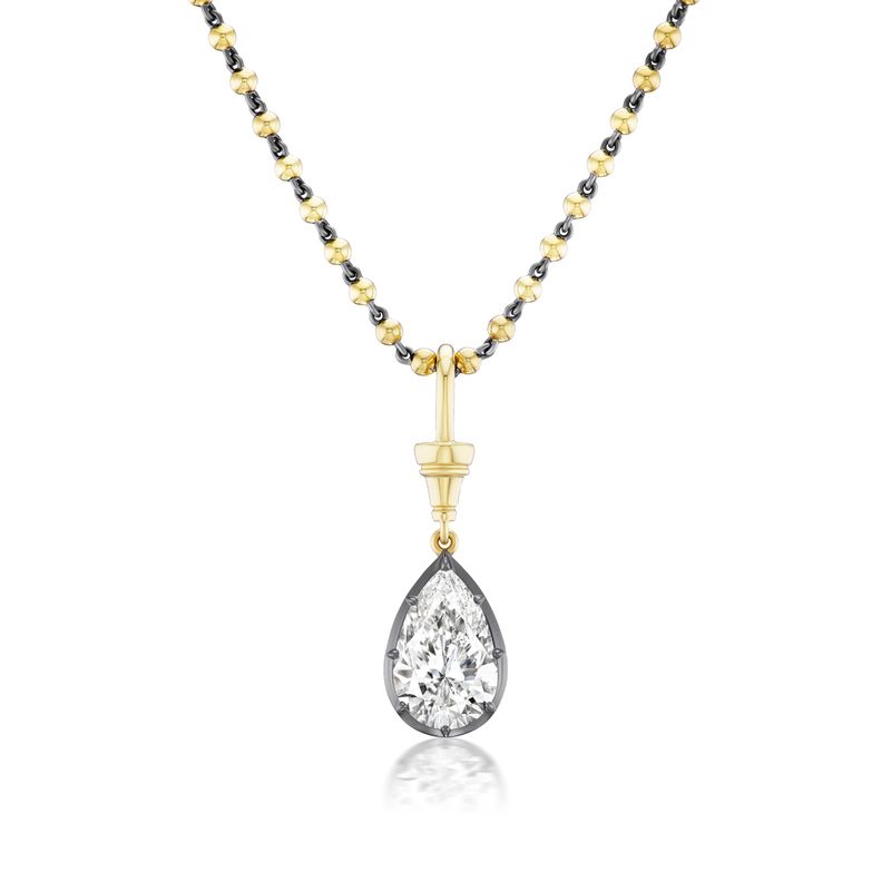 18K Yellow Gold 5.01Ctw Ksi2 Pear Shape Diamond On 16" Chain