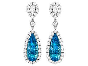 18KW 7.54ct Aquamarine Earrings w/2.61ct Diamonds Accents