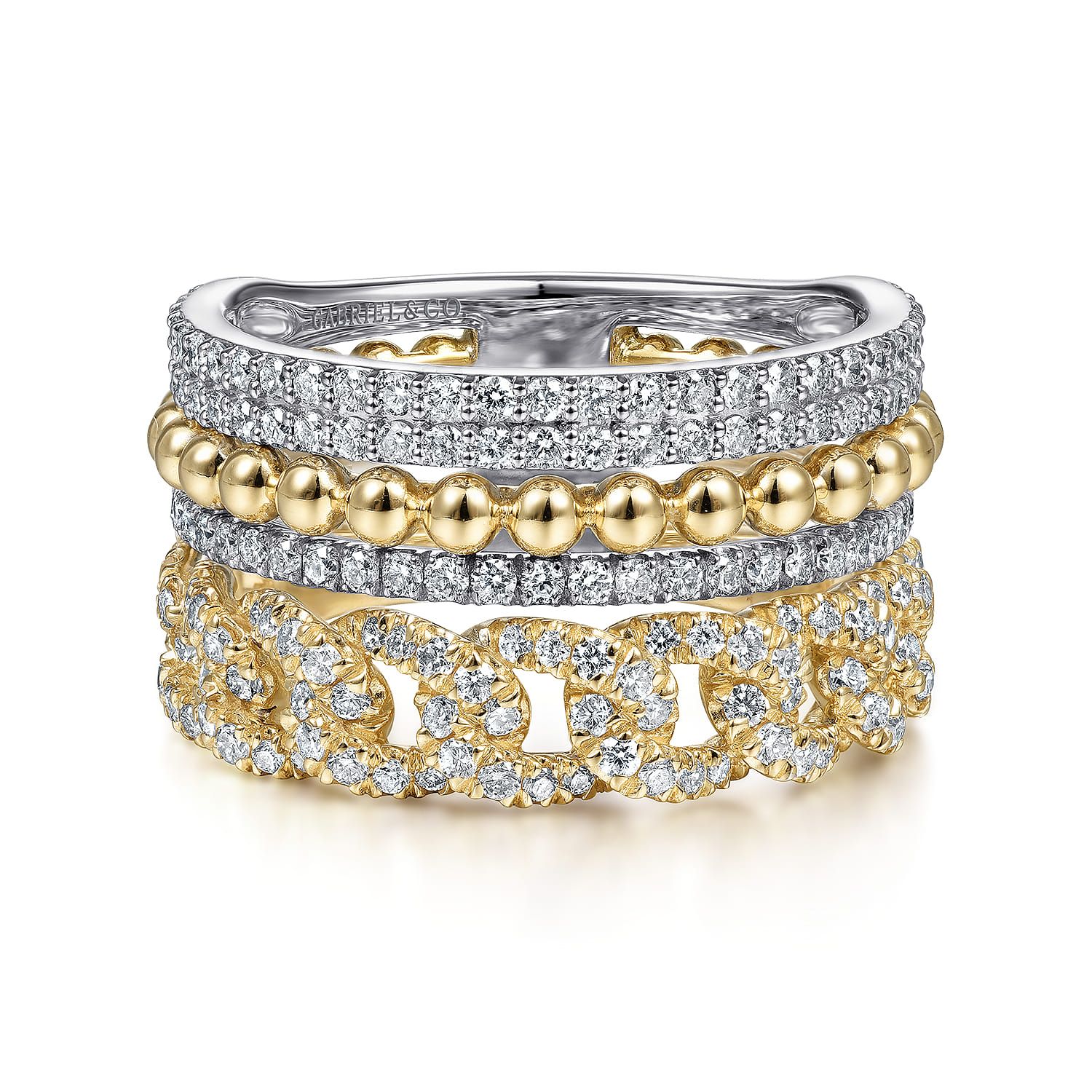 14K White Yellow Gold Diamond Easy Stackable Ring 1ct-Bujukan