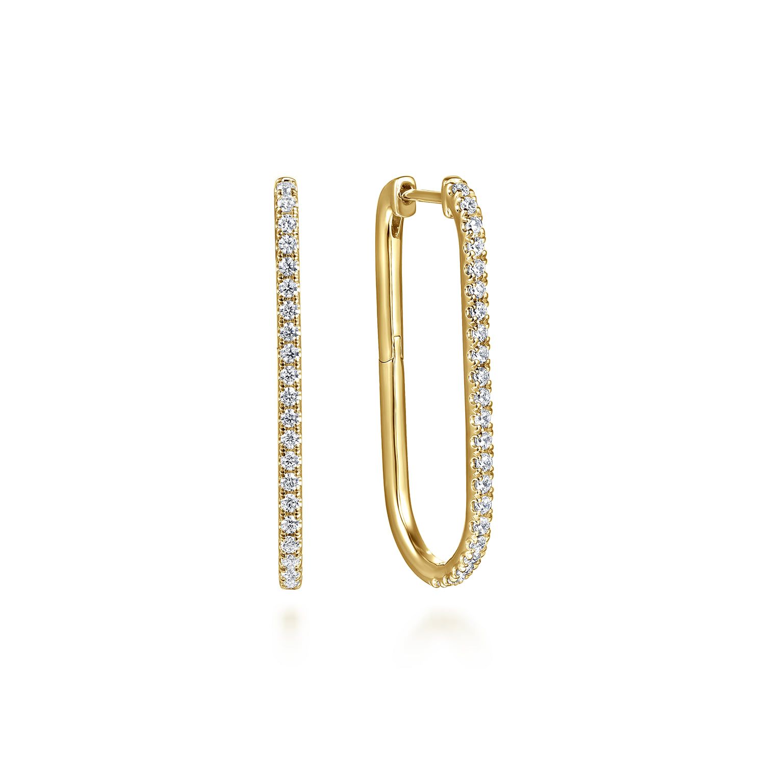 14K Diamond Classic Elongated Oval Hoop Earrings