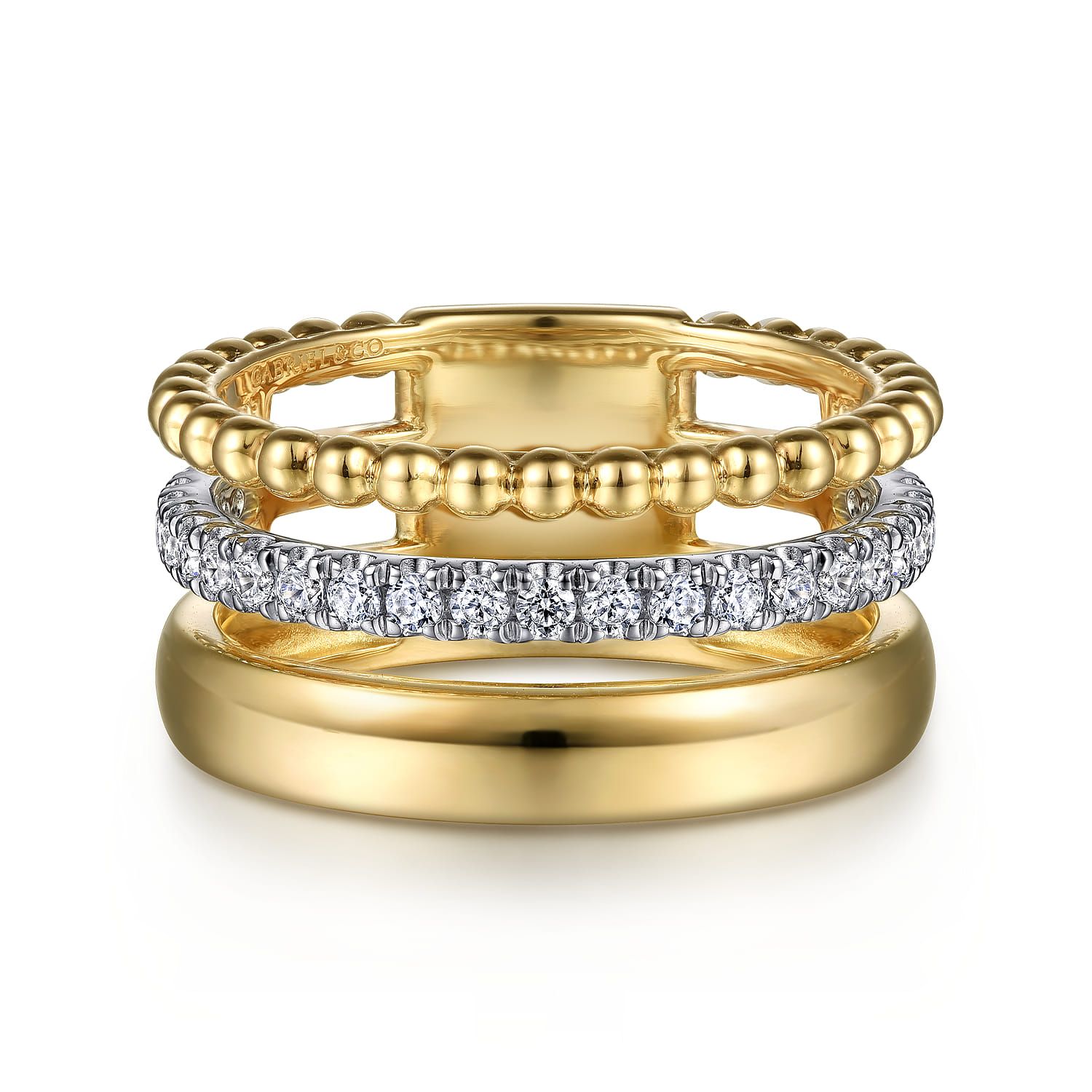 14K White Yellow Gold Diamond Easy Stackable Ring 0.35ct-Bujukan