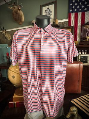 Patterned Red Stripe Polo
