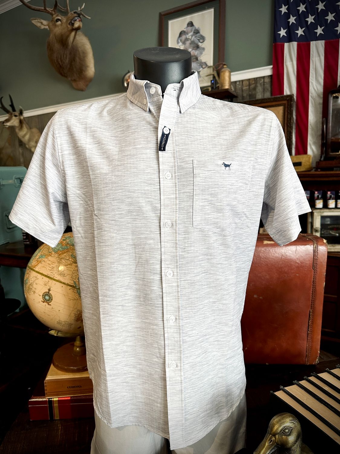 Seersucker Button Down, Heather Gray