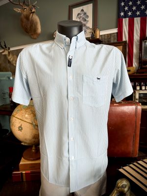 Seersucker Button Down, Blue Stripe