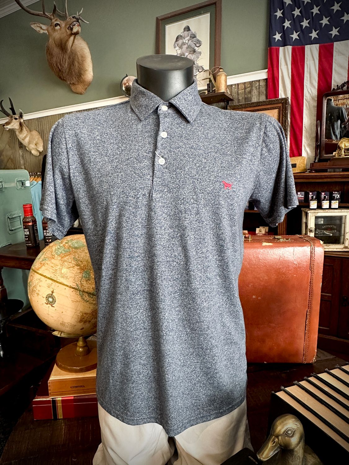 Navy Heather Solid Polo