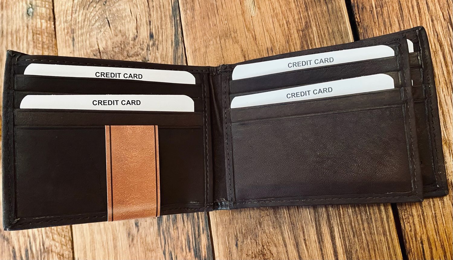Genuine Leather Cowhide Brown Book Style Wallet