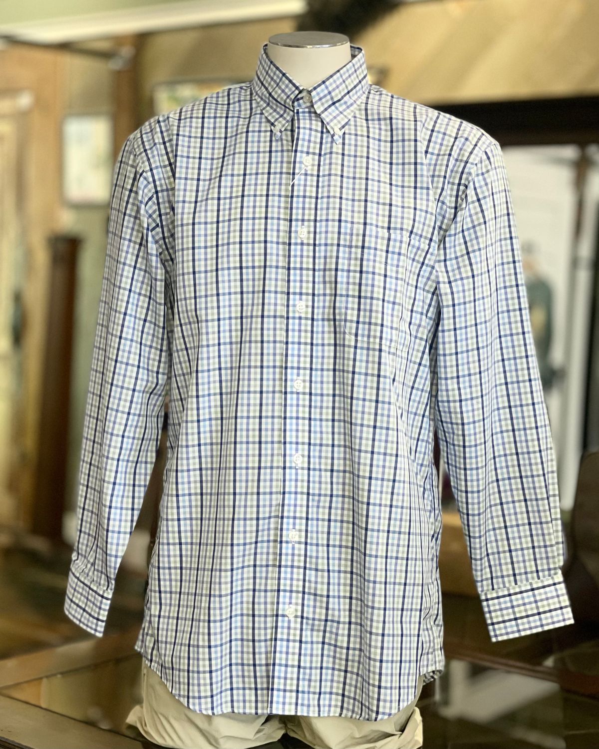Tailor &amp; Mason Sportshirt, Blue Gingham Check