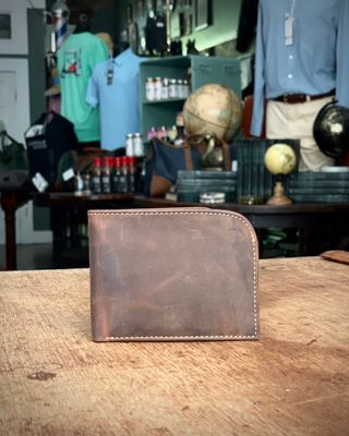 Hunter Brown Leather, Beveled Edge Bifold Wallet