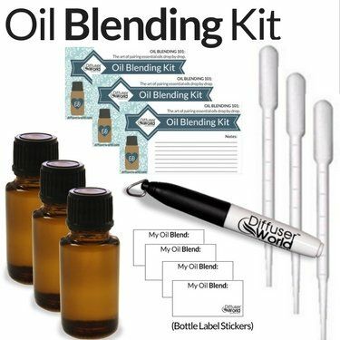 Essential Oil Blending Kit Essential Oil Blending Kit with bottles, pipettes, labels, and recipe cards