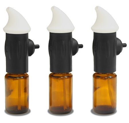 Aroma‑Whisper and Aroma‑Breeze atomizer attachment 3‑pack with amber bottles