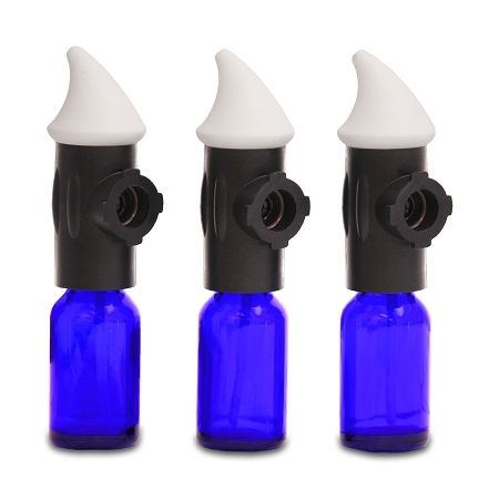 Aroma‑Ace Atomizer Attachment 3‑Pack with 15 ml cobalt bottles