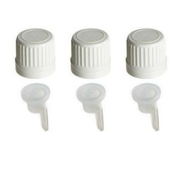 Lids/cap 3pk BLACK Black essential‑oil bottle caps with orifice reducers – 3‑pack