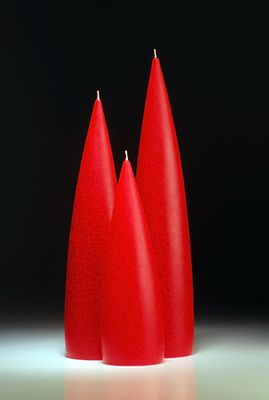 Red Barrick Candles: Tall 12&quot;
