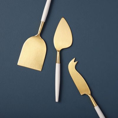 White &amp; Gold Cheese Set
