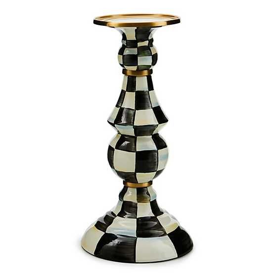 Courtly Check Enamel Pillar Candlestick Large