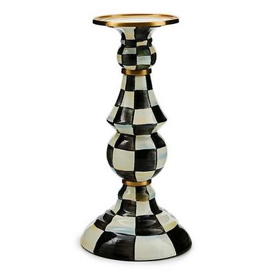 Courtly Check Enamel Pillar Candlestick Large