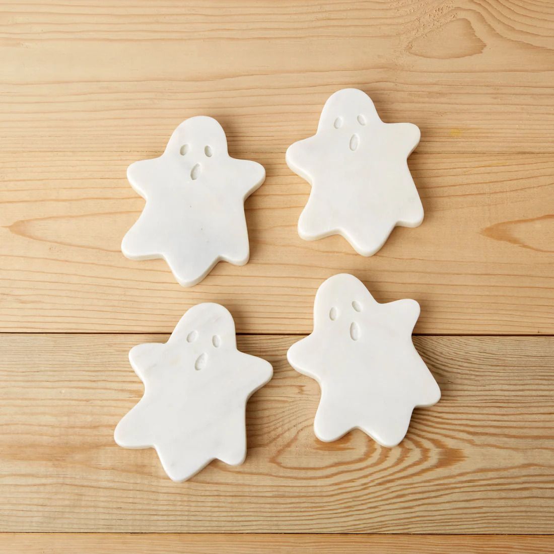 White Marble Ghost Coasters set of 4