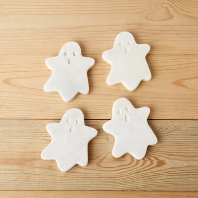 White Marble Ghost Coasters set of 4