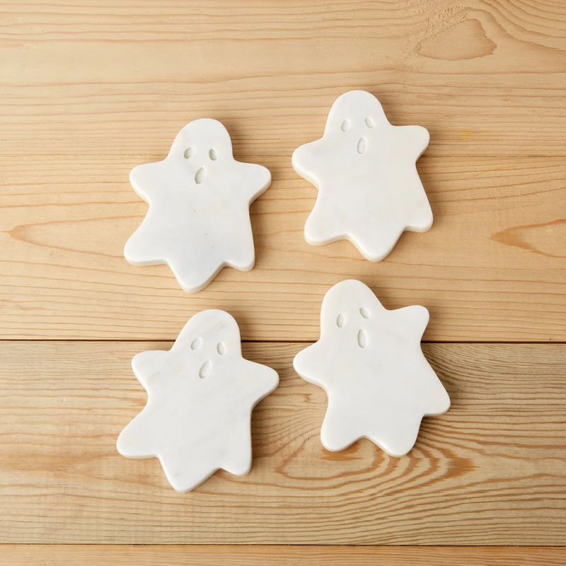 White Marble Ghost Coasters set of 4