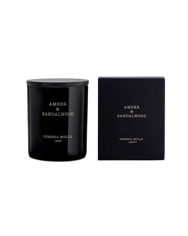 Amber &amp; Sandalwood Black Candle