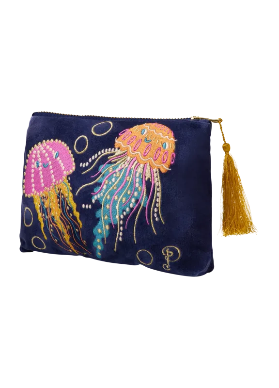 Velvet Zip Pouch Jolly Jellies Navy