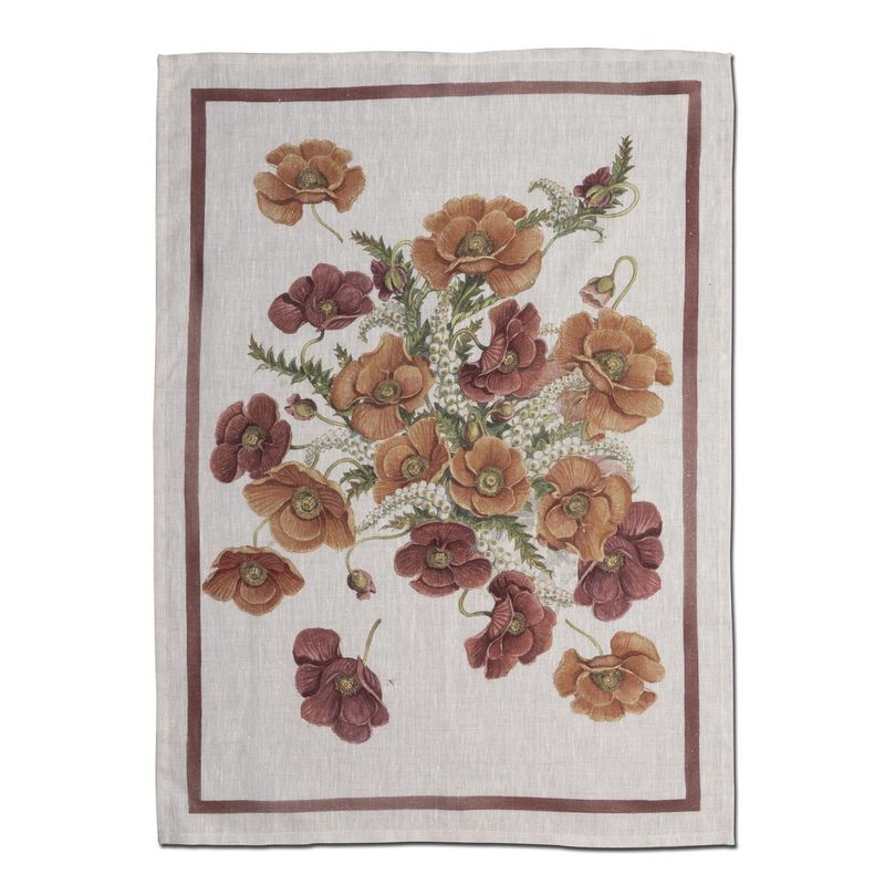 Poppy Bordeaux Kitchen Towel 50 x 70 cm - Naturale