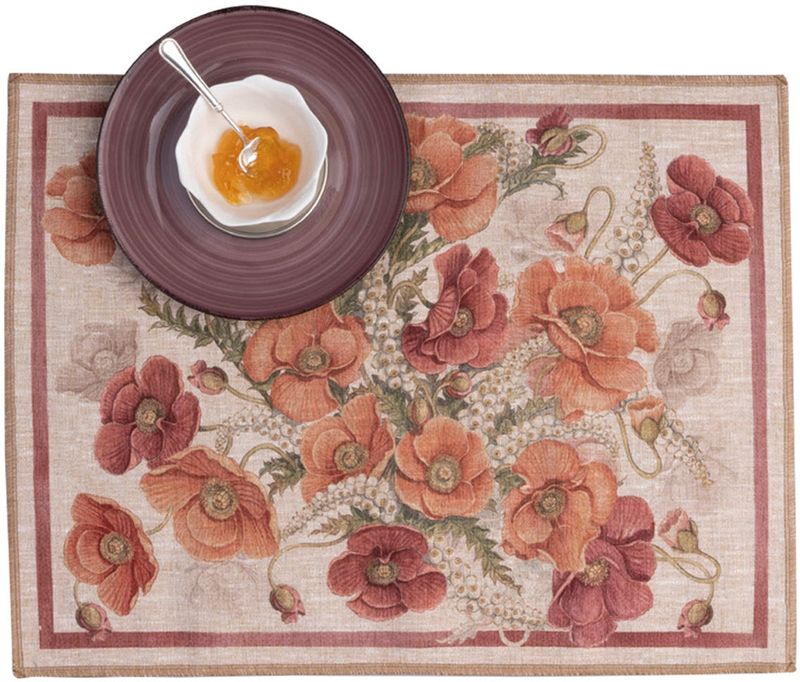 Poppy Place Mats Set of 2 - Burgundy